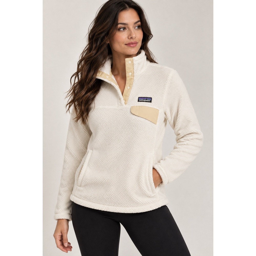 Patagonia Women's Re-Tool Snap-T Fleece Pullover Raw Linen White size L NWT